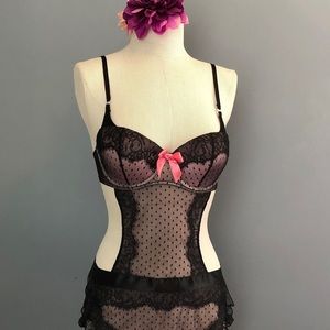 80s Backless Sheer Victoria's Secret Sexy Little Things / Polka Dot Li…